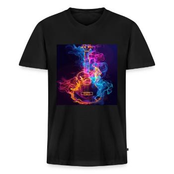 Ukulele - Männer Premium Bio T-Shirt mit V-Ausschnitt - Schwarz - Vorne - Nico (187cm)