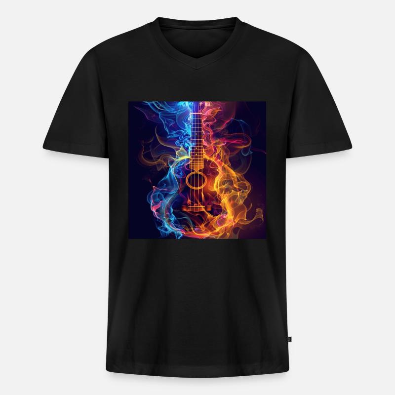Ukulele - Männer Premium Bio T-Shirt mit V-Ausschnitt - Schwarz