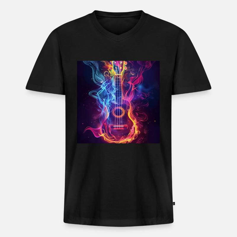 Ukulele - Männer Premium Bio T-Shirt mit V-Ausschnitt - Schwarz