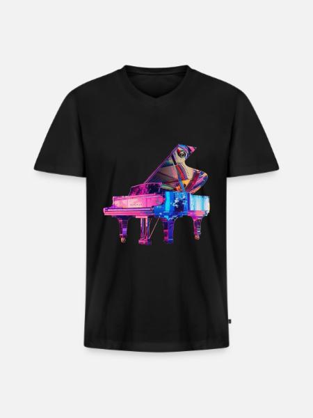 Piano - Men's Premium Organic T-shirt with V-neck - black