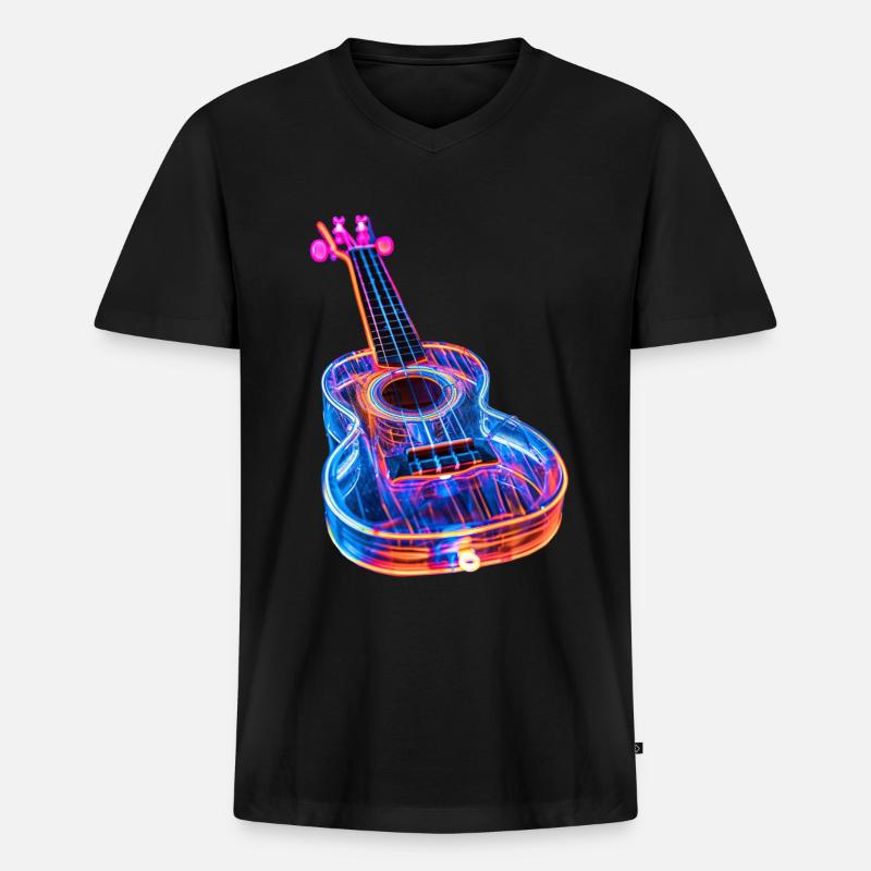 Ukulele - Männer Premium Bio T-Shirt mit V-Ausschnitt - Schwarz