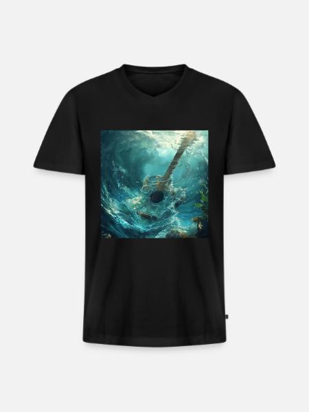 Gitarre - Männer Premium Bio T-Shirt mit V-Ausschnitt - Schwarz