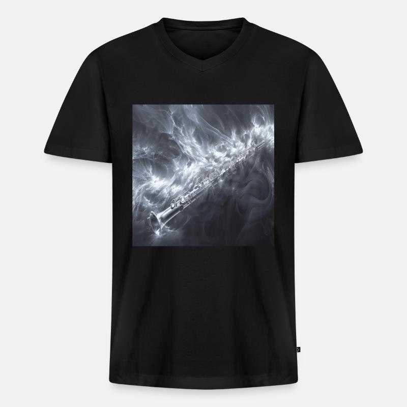 Querflöte - Männer Premium Bio T-Shirt mit V-Ausschnitt - Schwarz