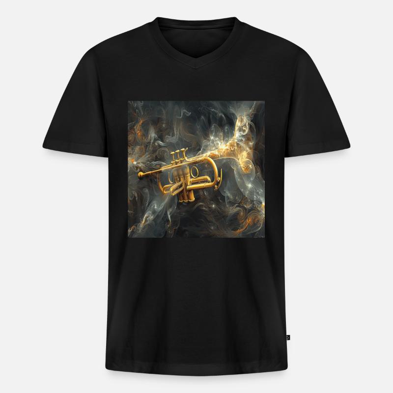 Trompete - Männer Premium Bio T-Shirt mit V-Ausschnitt - Schwarz