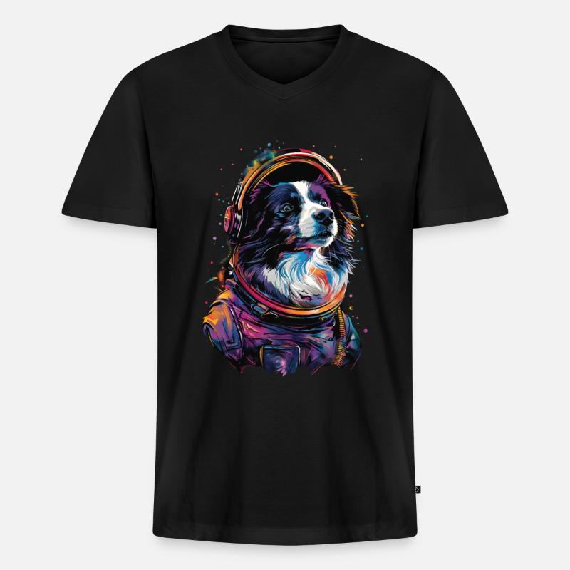 Border Collie - Männer Premium Bio T-Shirt mit V-Ausschnitt - Schwarz