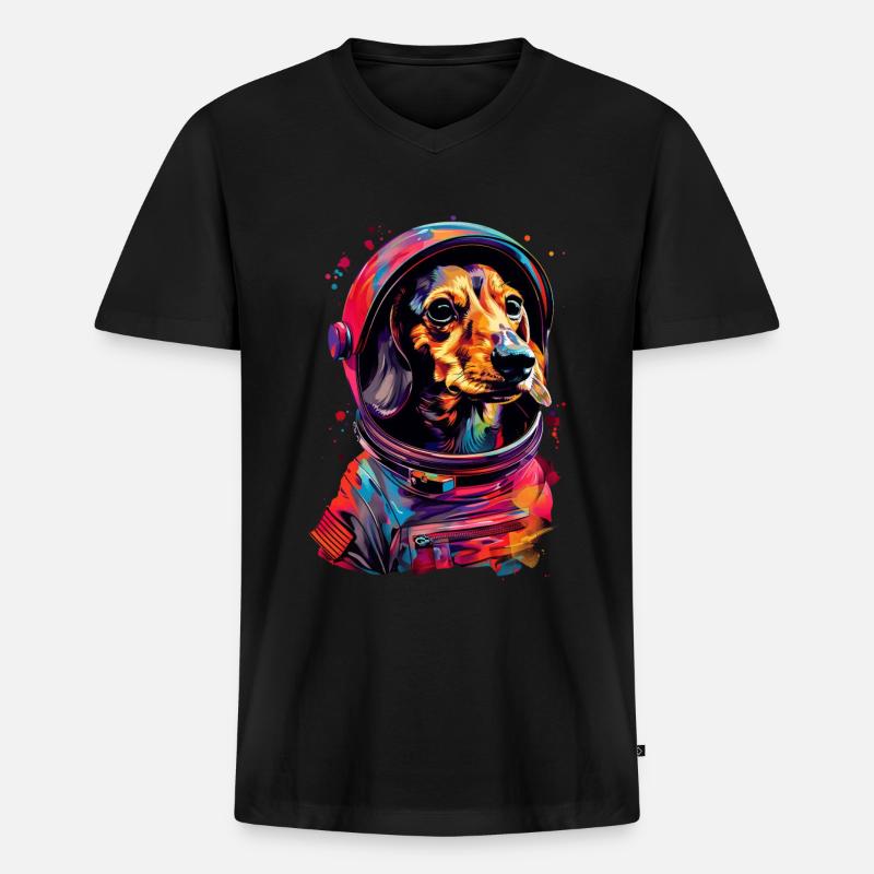 Dackel - Männer Premium Bio T-Shirt mit V-Ausschnitt - Schwarz