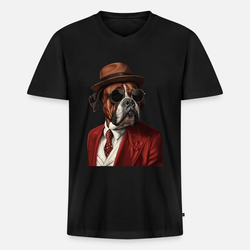 Boxer - Männer Premium Bio T-Shirt mit V-Ausschnitt - Schwarz