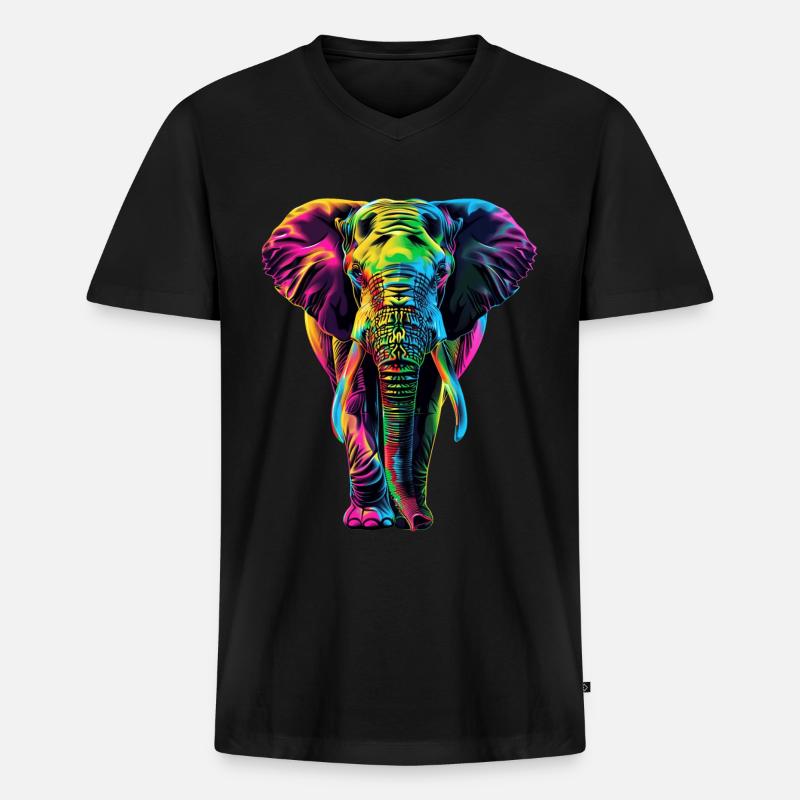 Elefant - Männer Premium Bio T-Shirt mit V-Ausschnitt - Schwarz