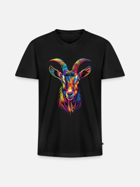 Ziege - Männer Premium Bio T-Shirt mit V-Ausschnitt - Schwarz