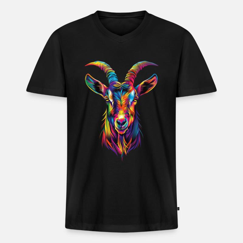 Ziege - Männer Premium Bio T-Shirt mit V-Ausschnitt - Schwarz