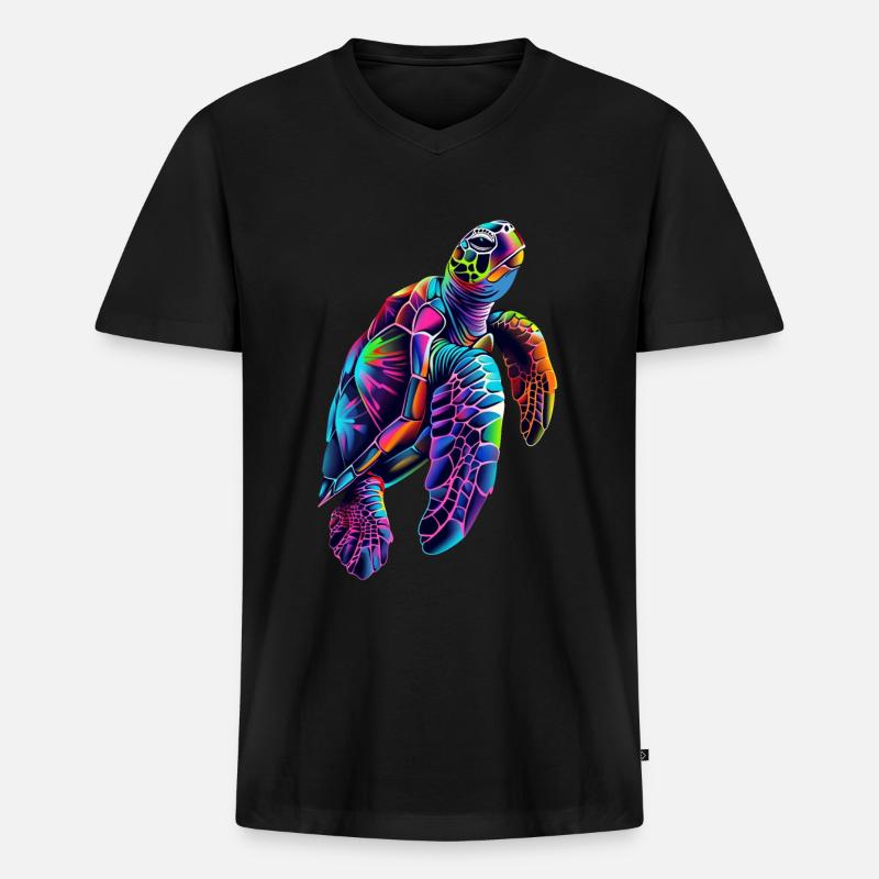 Schildkröte - Männer Premium Bio T-Shirt mit V-Ausschnitt - Schwarz