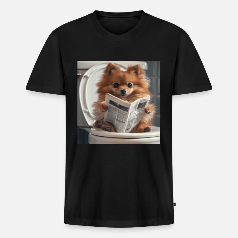 Zwergspitz - Männer Premium Bio T-Shirt mit V-Ausschnitt - Schwarz