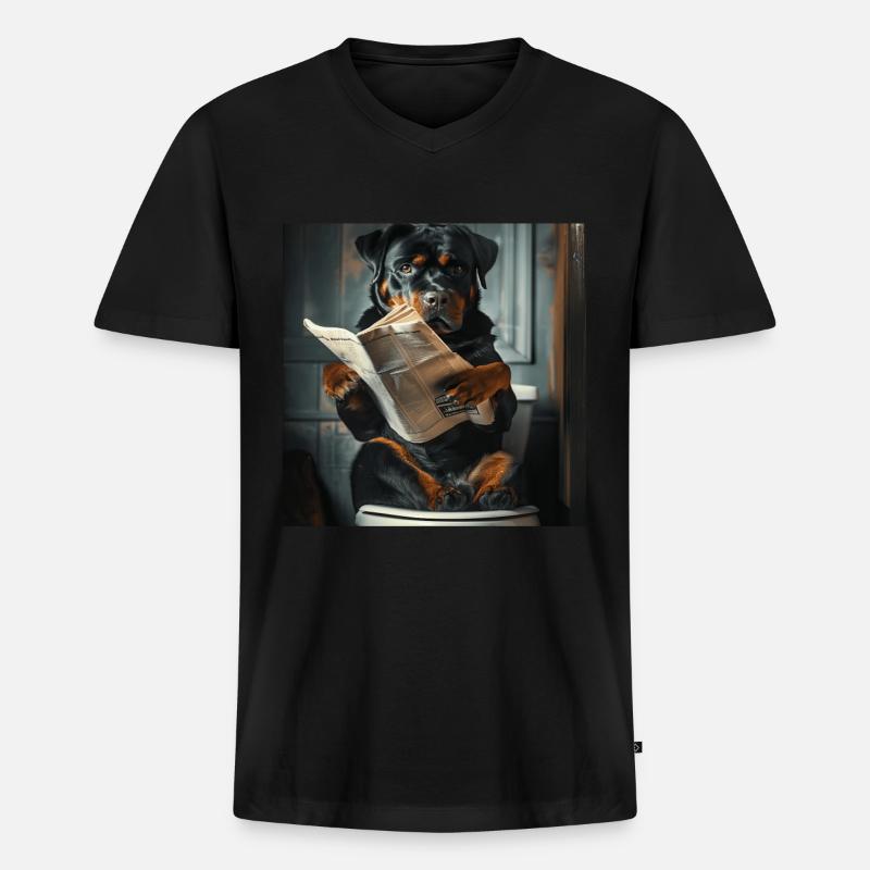 Rottweiler - Männer Premium Bio T-Shirt mit V-Ausschnitt - Schwarz