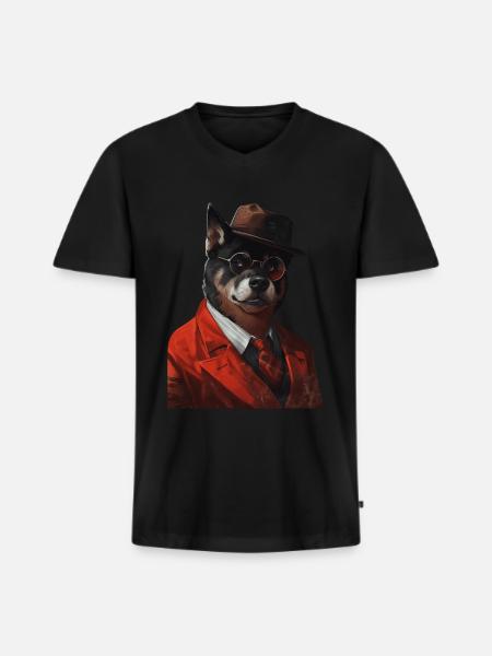 Akita - Männer Premium Bio T-Shirt mit V-Ausschnitt - Schwarz