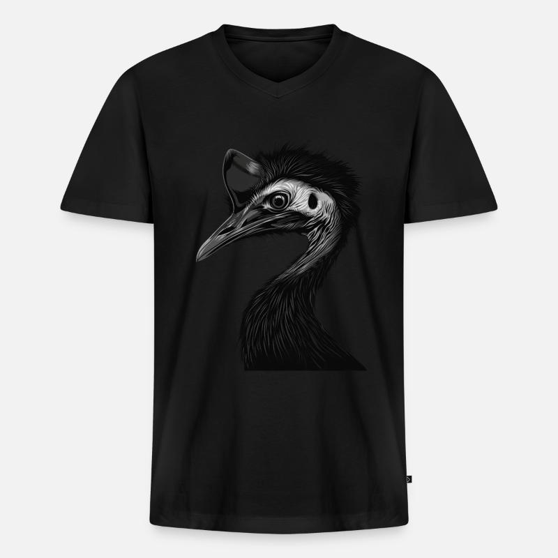 Kasuar - Männer Premium Bio T-Shirt mit V-Ausschnitt - Schwarz