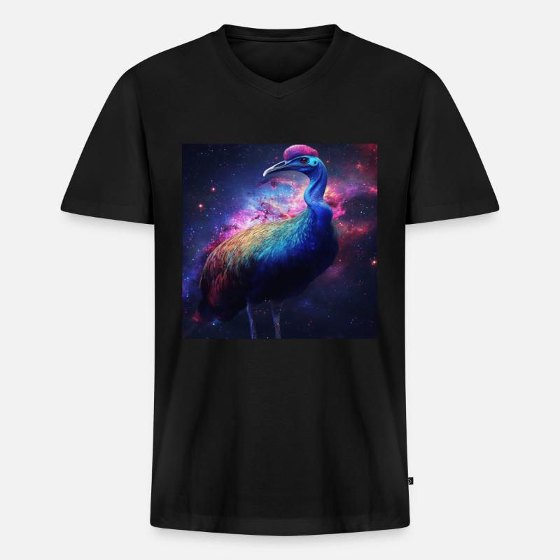 Kasuar - Männer Premium Bio T-Shirt mit V-Ausschnitt - Schwarz