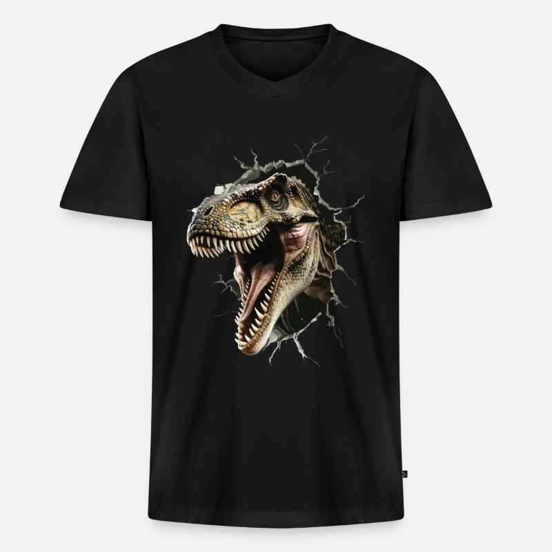 Utahraptor - Männer Premium Bio T-Shirt mit V-Ausschnitt - Schwarz