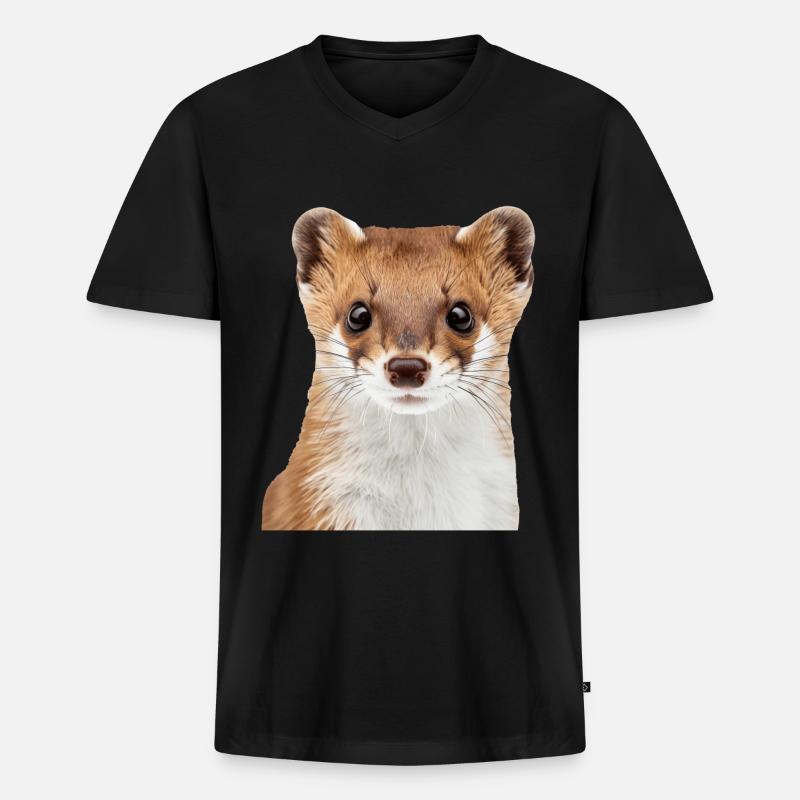 Hermelin - Männer Premium Bio T-Shirt mit V-Ausschnitt - Schwarz