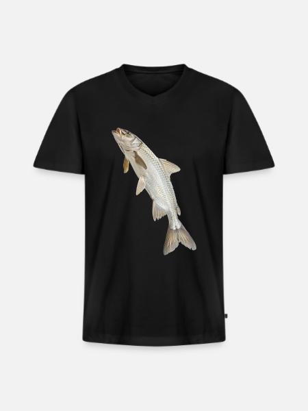 Tarpon - Männer Premium Bio T-Shirt mit V-Ausschnitt - Schwarz