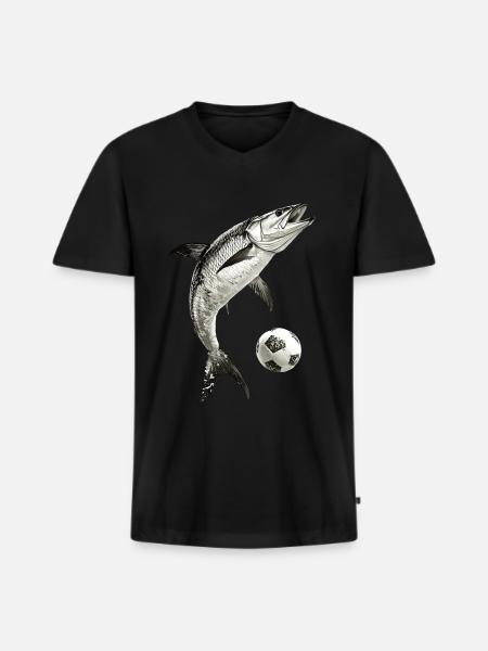Tarpon - Männer Premium Bio T-Shirt mit V-Ausschnitt - Schwarz