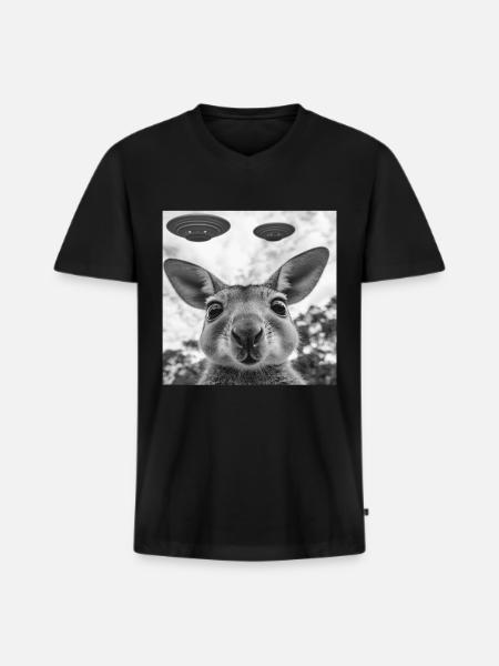 Wallaby - Männer Premium Bio T-Shirt mit V-Ausschnitt - Schwarz
