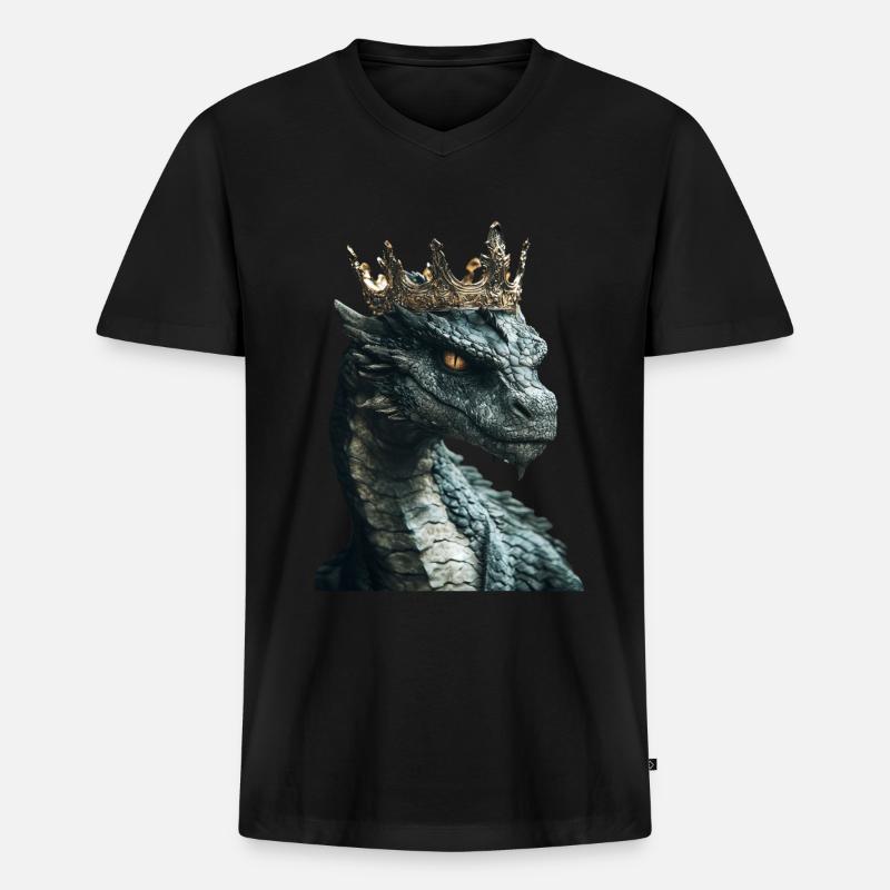 Drachen - Männer Premium Bio T-Shirt mit V-Ausschnitt - Schwarz