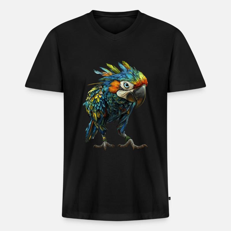 Papagei - Männer Premium Bio T-Shirt mit V-Ausschnitt - Schwarz