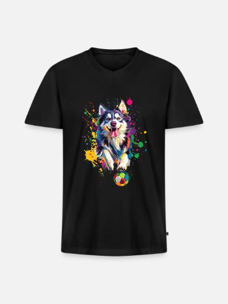 Alaskan Malamute - Männer Premium Bio T-Shirt mit V-Ausschnitt - Schwarz
