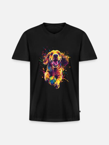 Cocker Spaniel - Männer Premium Bio T-Shirt mit V-Ausschnitt - Schwarz