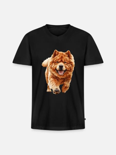 Chow-Chow - Männer Premium Bio T-Shirt mit V-Ausschnitt - Schwarz