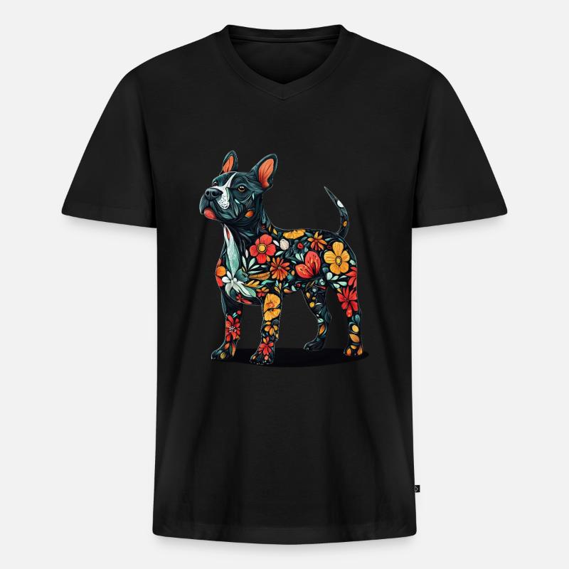 Bullterrier - Männer Premium Bio T-Shirt mit V-Ausschnitt - Schwarz