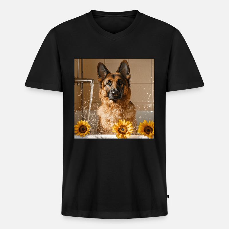 Deutscher Schäferhund - Männer Premium Bio T-Shirt mit V-Ausschnitt - Schwarz