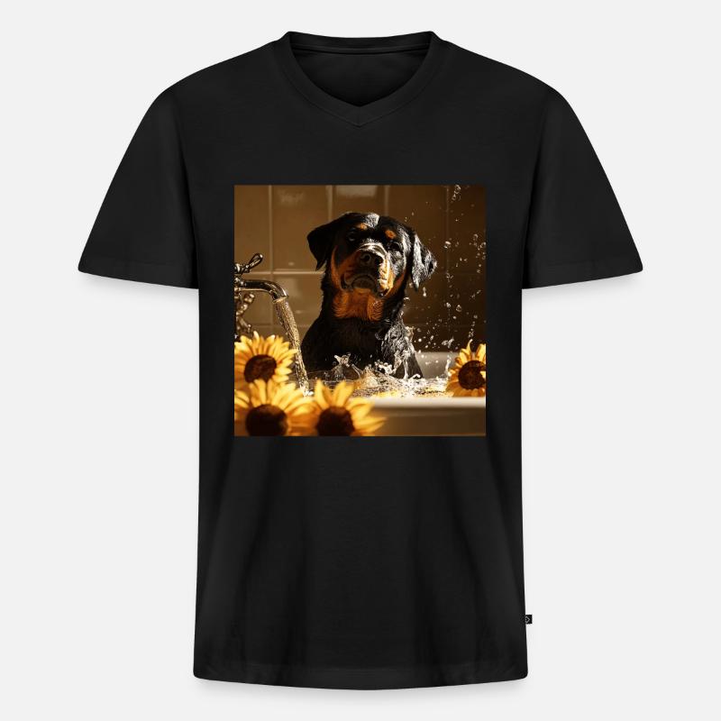 Rottweiler - Männer Premium Bio T-Shirt mit V-Ausschnitt - Schwarz