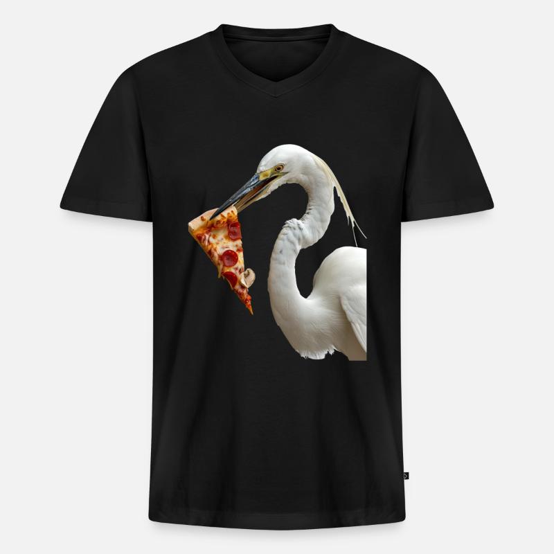 Reiher Vogel - Männer Premium Bio T-Shirt mit V-Ausschnitt - Schwarz