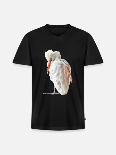 Reiher Vogel - Männer Premium Bio T-Shirt mit V-Ausschnitt - Schwarz