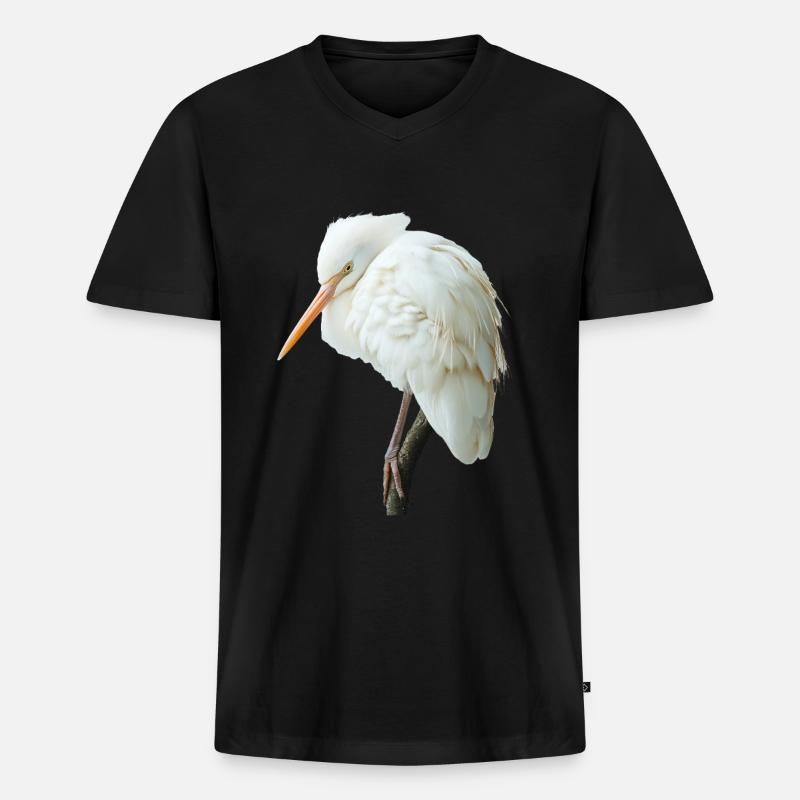 Reiher Vogel - Männer Premium Bio T-Shirt mit V-Ausschnitt - Schwarz