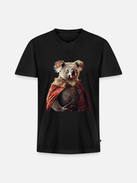 Koala - Männer Premium Bio T-Shirt mit V-Ausschnitt - Schwarz