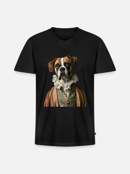 Boxer - Männer Premium Bio T-Shirt mit V-Ausschnitt - Schwarz