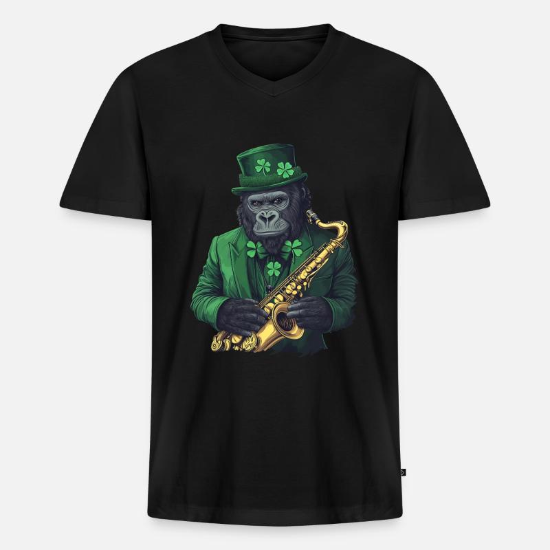 Gorilla - Männer Premium Bio T-Shirt mit V-Ausschnitt - Schwarz