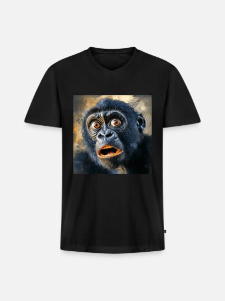 Gorilla - Männer Premium Bio T-Shirt mit V-Ausschnitt - Schwarz