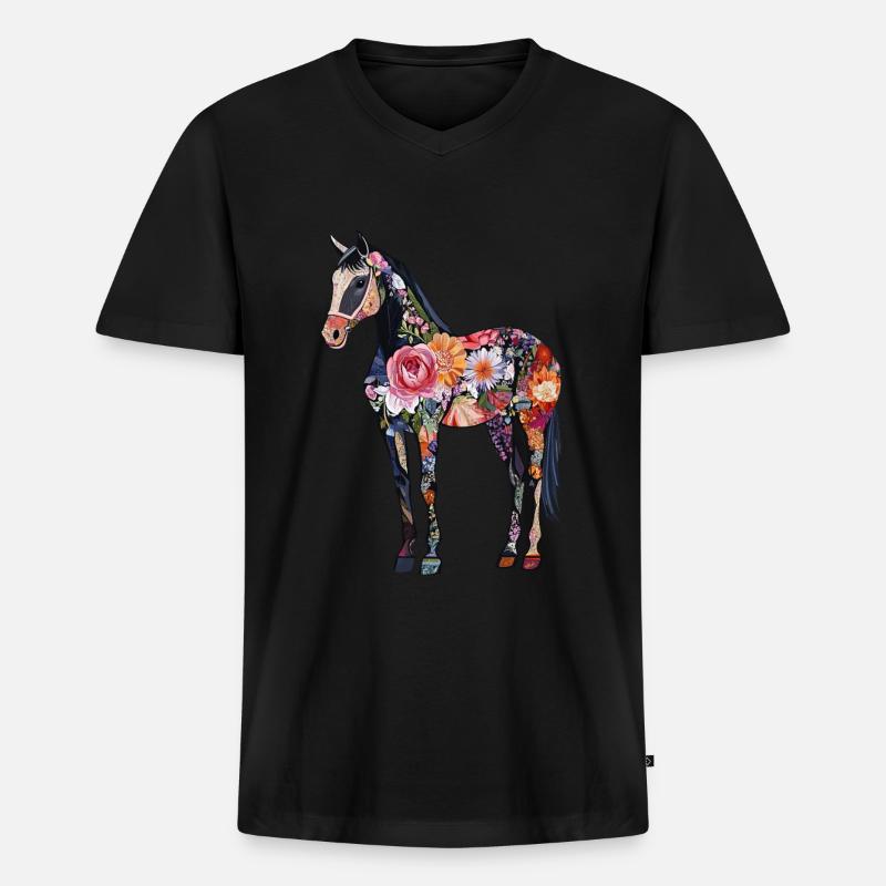 Vollblut - Männer Premium Bio T-Shirt mit V-Ausschnitt - Schwarz
