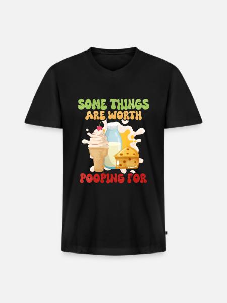 Molkerei - Männer Premium Bio T-Shirt mit V-Ausschnitt - Schwarz