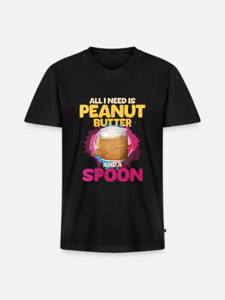 Erdnussbutter - Männer Premium Bio T-Shirt mit V-Ausschnitt - Schwarz