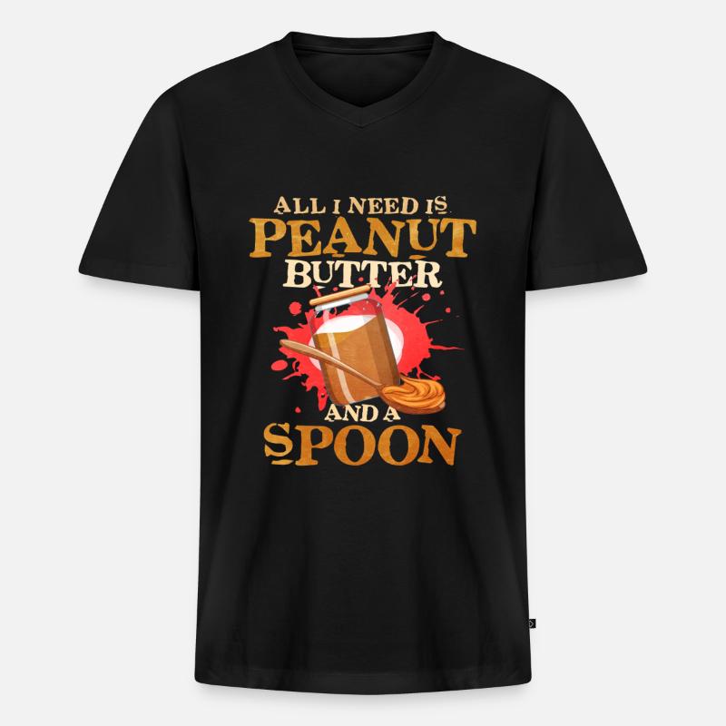 Erdnussbutter - Männer Premium Bio T-Shirt mit V-Ausschnitt - Schwarz