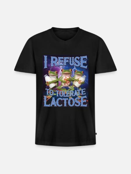 Laktose - Männer Premium Bio T-Shirt mit V-Ausschnitt - Schwarz