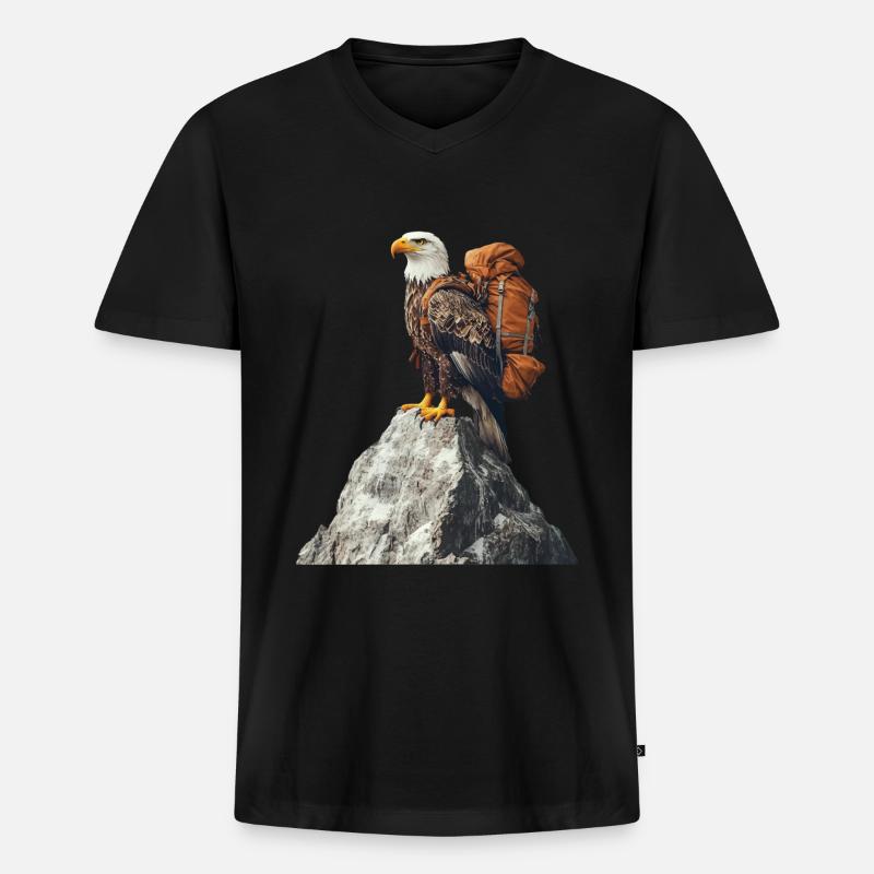 Adler - Männer Premium Bio T-Shirt mit V-Ausschnitt - Schwarz
