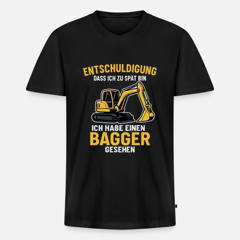Bagger Spruch - Männer Premium Bio T-Shirt mit V-Ausschnitt - Schwarz