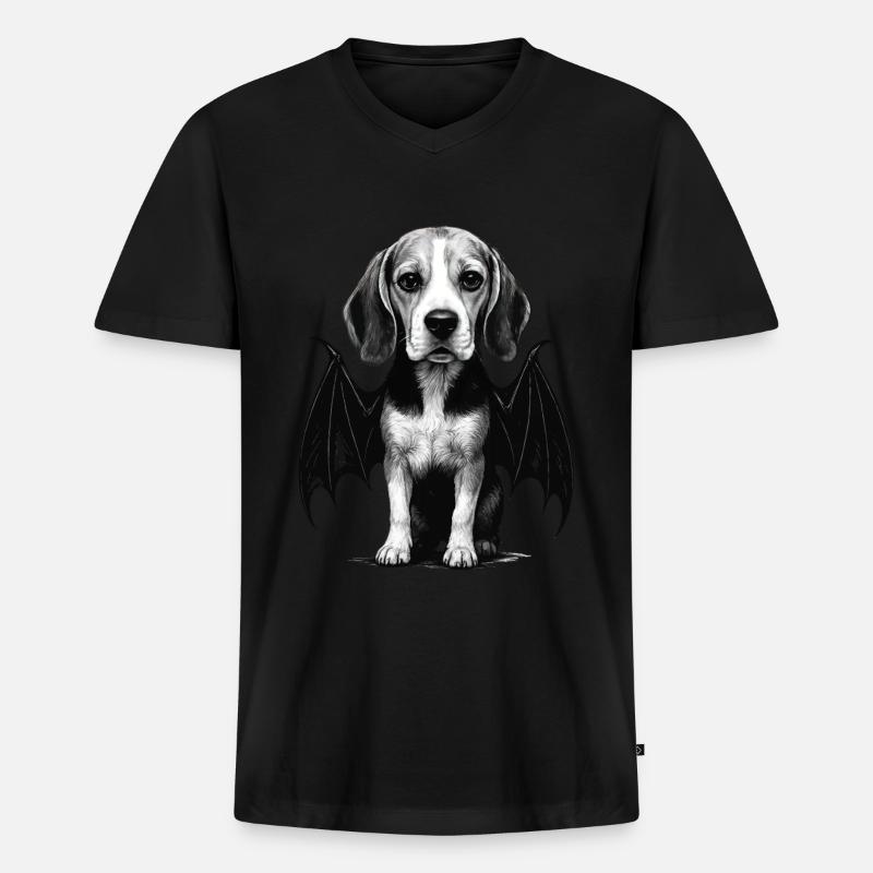 Beagle - Männer Premium Bio T-Shirt mit V-Ausschnitt - Schwarz
