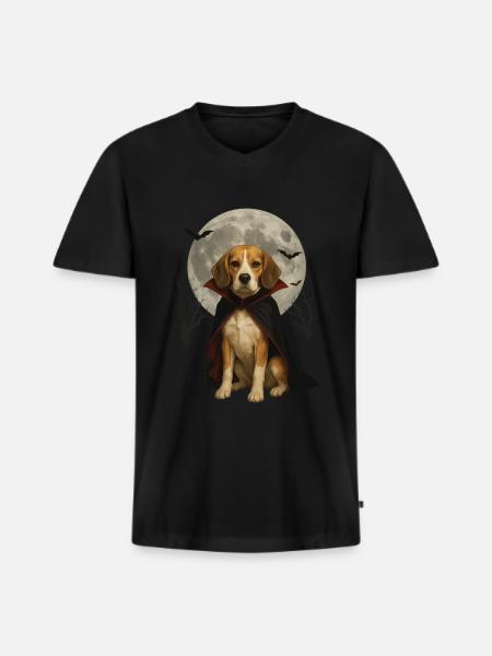 Beagle - Männer Premium Bio T-Shirt mit V-Ausschnitt - Schwarz