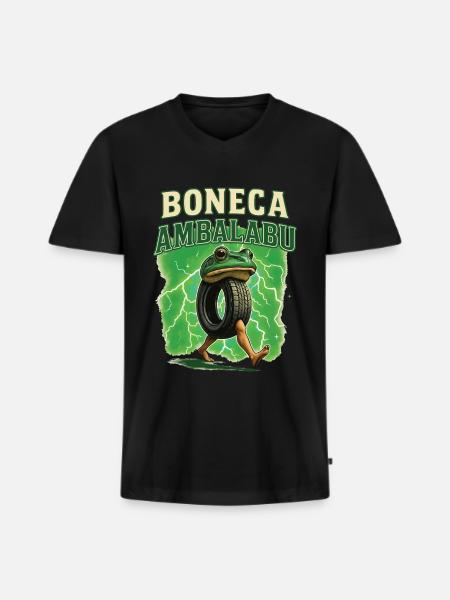 Frosch - Männer Premium Bio T-Shirt mit V-Ausschnitt - Schwarz